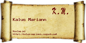 Kalus Mariann névjegykártya